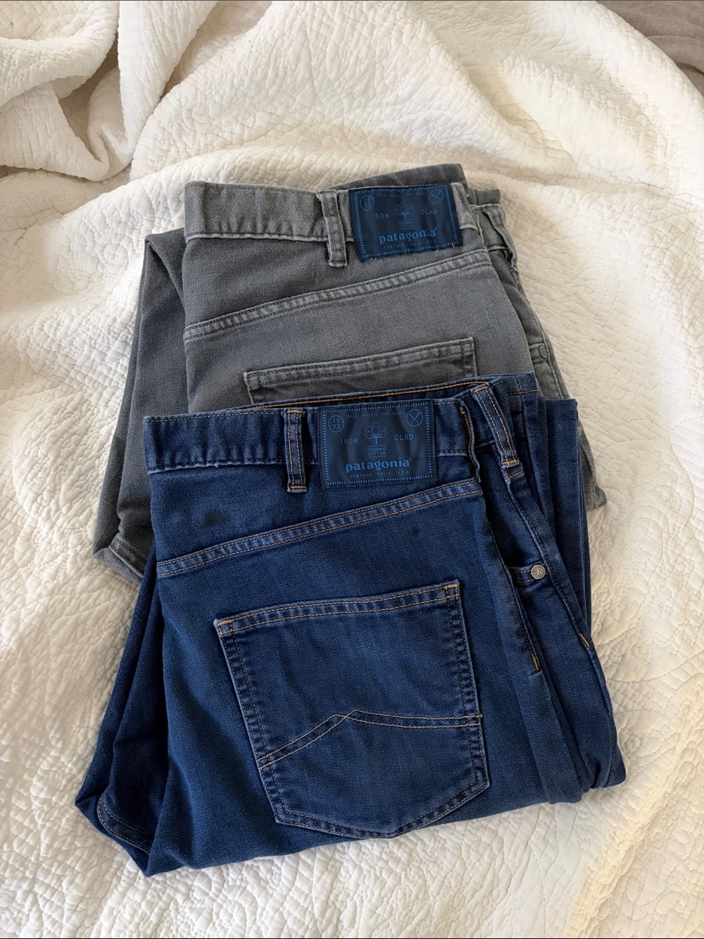 Patagonia Men’s regular fit Jeans in Navy Blue and Gray two pairs sold together